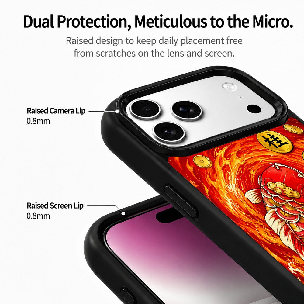 For iPhone 17 Pro Magnetic Case Five Elements Fire Art Series UV Printing PC + Silicone Phone Cover