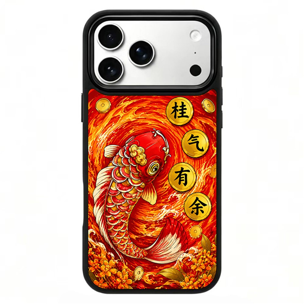 For iPhone 17 Pro Max Magnetic Case Five Elements Fire Art Series UV Printing PC + Silicone Phone Cover