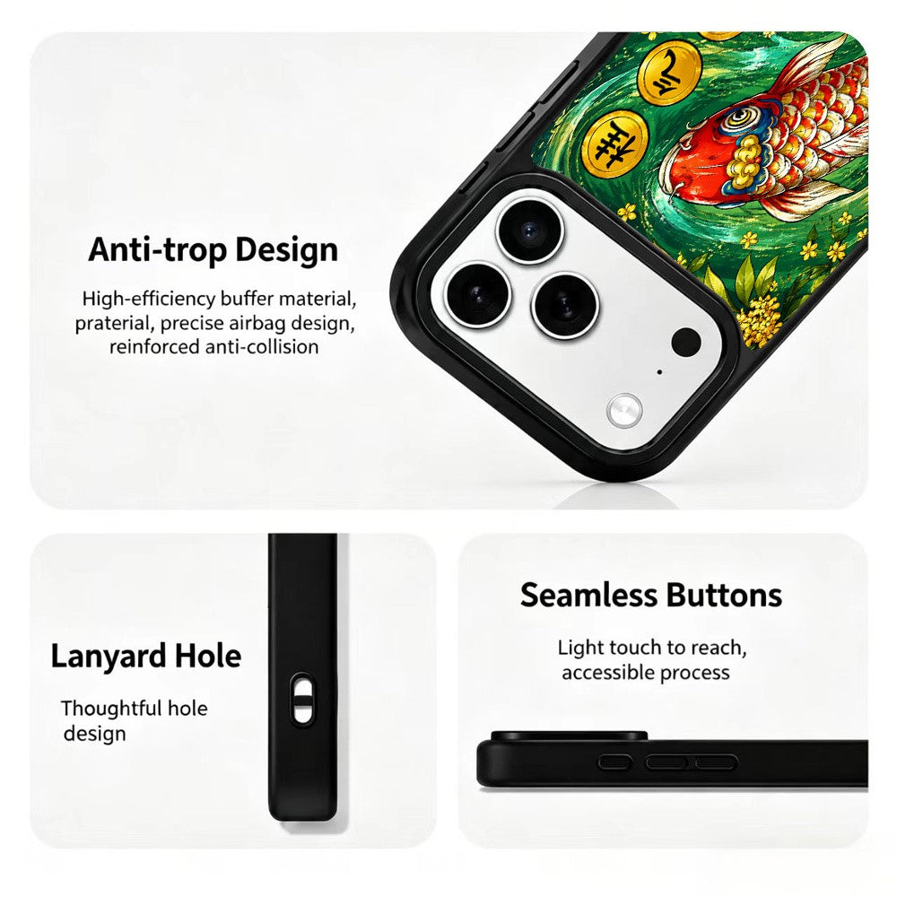For iPhone 17 Pro Max Magnetic Case Five Elements Wood Art Series UV Printing PC + Silicone Phone Cover
