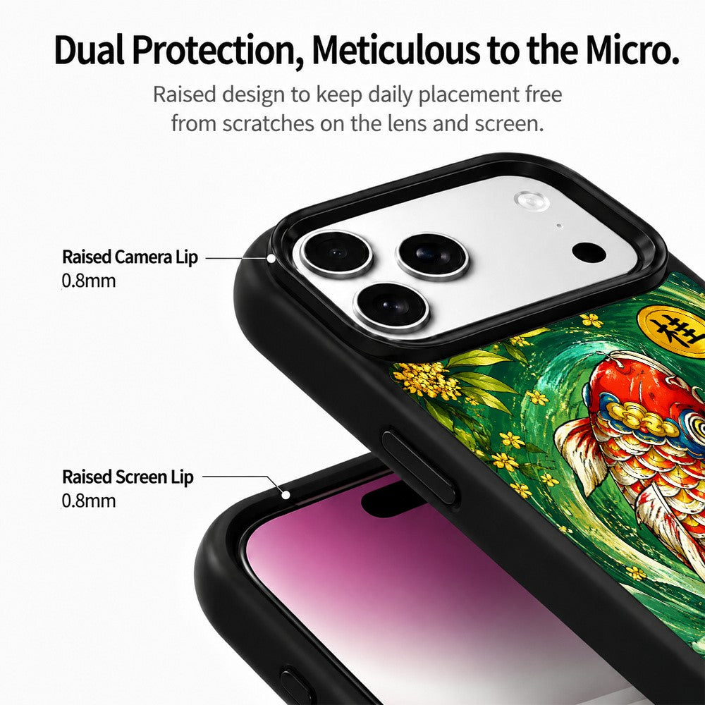 For iPhone 17 Pro Magnetic Case Five Elements Wood Art Series UV Printing PC + Silicone Phone Cover