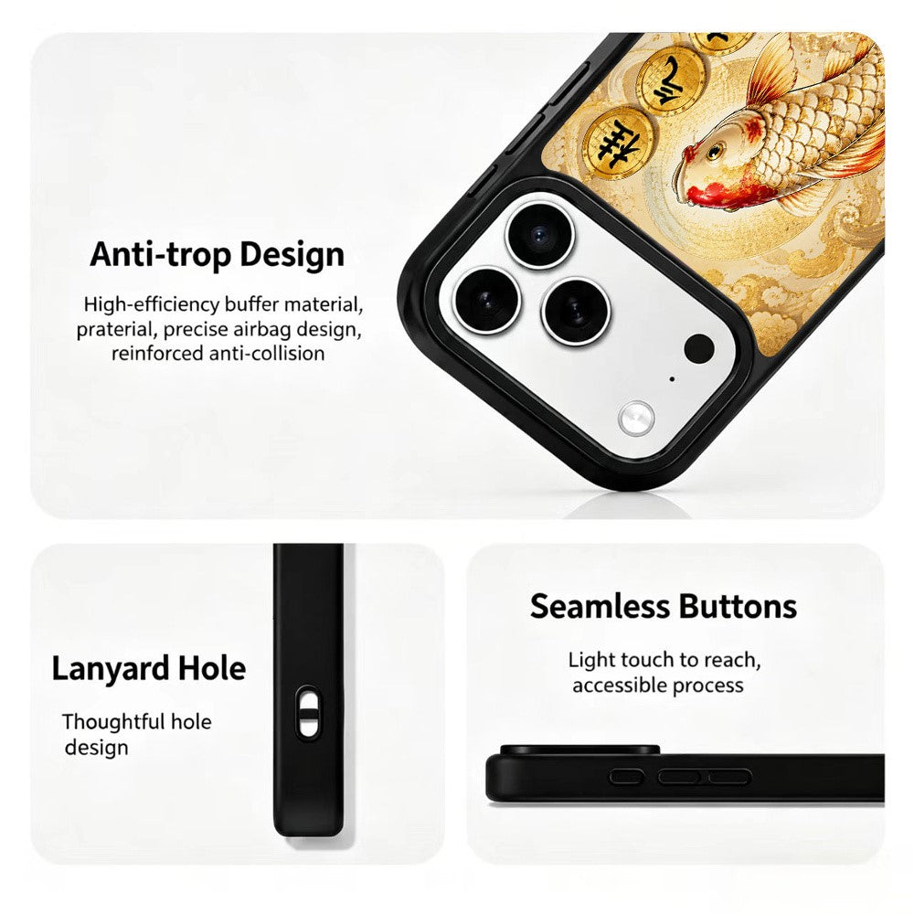For iPhone 17 Pro Magnetic Case Five Elements Metal Art Series UV Printing PC + Silicone Phone Cover