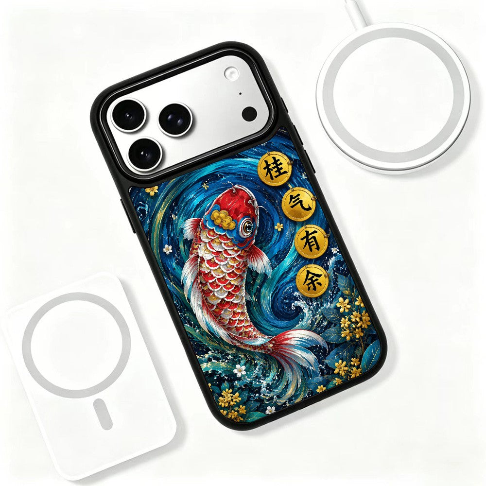 For iPhone 17 Pro Max Magnetic Case Five Elements Water Art Series UV Printing PC + Silicone Phone Cover