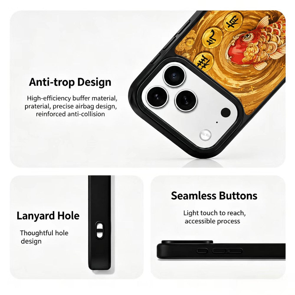 For iPhone 17 Pro Magnetic Case Five Elements Earth Art Series UV Printing PC + Silicone Phone Cover