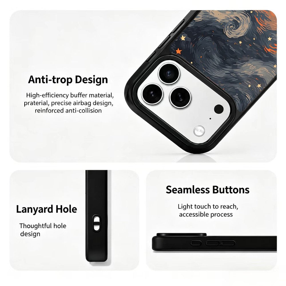 For iPhone 17 Pro Magnetic Case Art Gallery UV Pattern Print UV Printing PC + Silicone Phone Cover