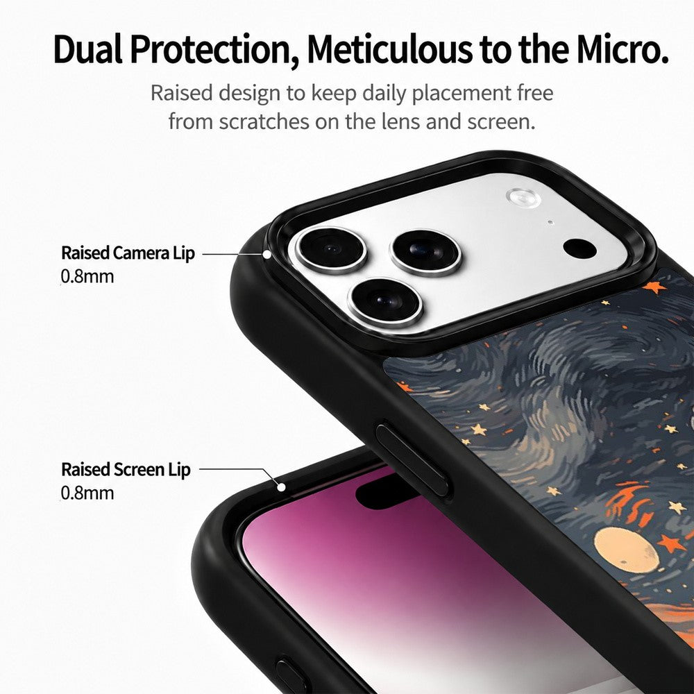 For iPhone 17 Pro Max Magnetic Case Art Gallery UV Pattern Printing PC + Silicone Phone Cover