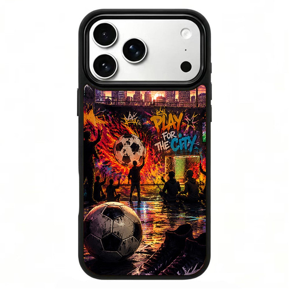 For iPhone 17 Pro Max Magnetic Case Football Fever Series UV Print PC + Silicone Phone Cover