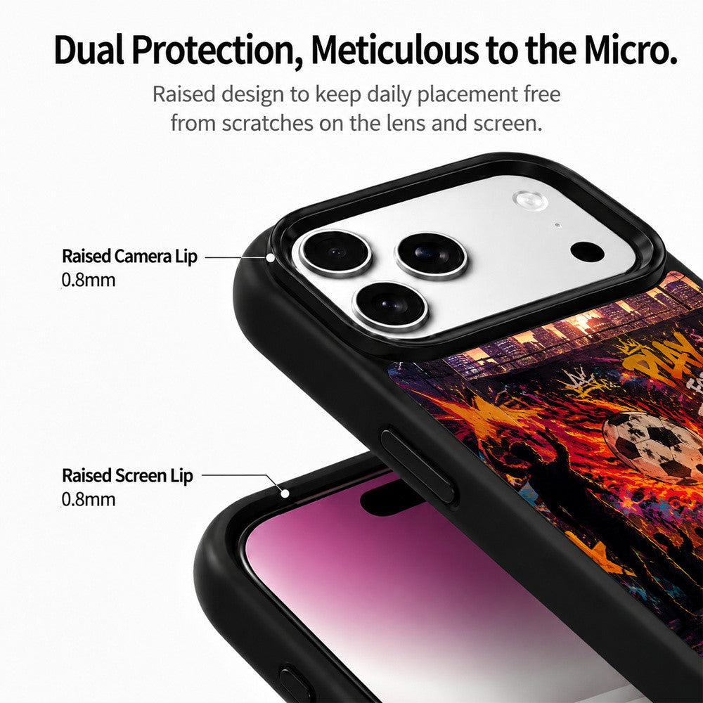 For iPhone 17 Pro Max Magnetic Case Football Fever Series UV Print PC + Silicone Phone Cover