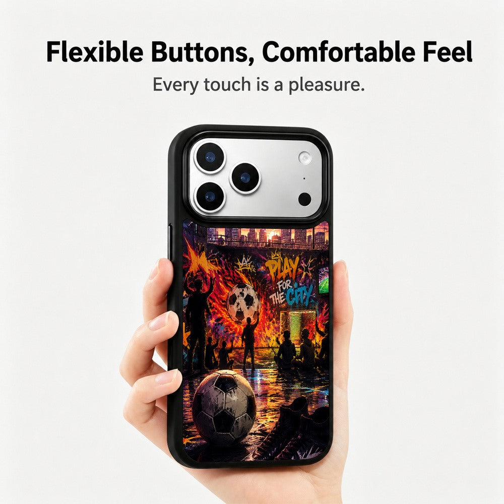 For iPhone 17 Pro Magnetic Case Football Fever Series UV Print PC + Silicone Phone Cover