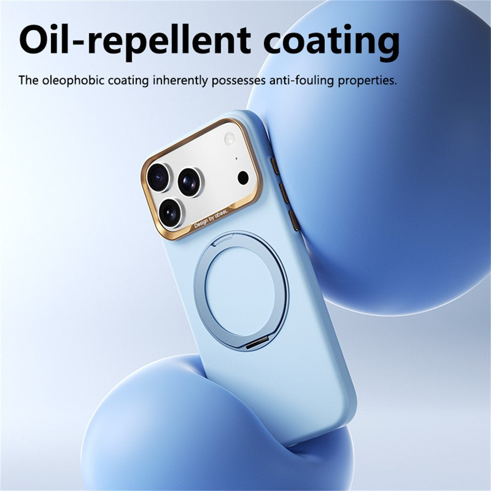 ABEEL For iPhone 17 Pro  /  18 Pro Magnetic Case Ring Kickstand Liquid Silicone Feel PC Phone Cover