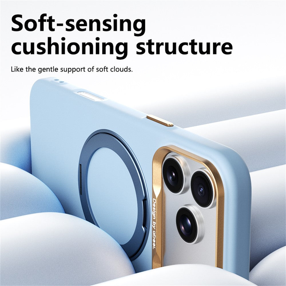 ABEEL For iPhone 17 Pro  /  18 Pro Magnetic Case Ring Kickstand Liquid Silicone Feel PC Phone Cover