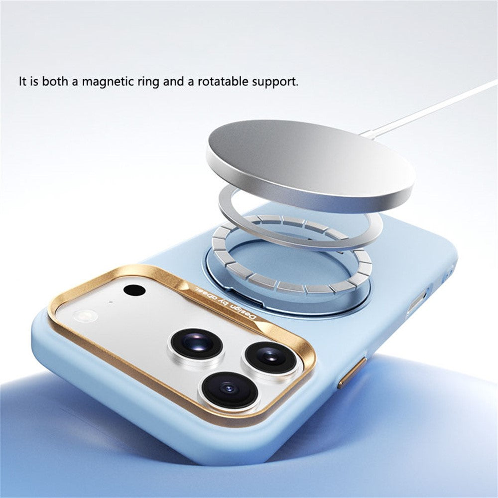 ABEEL For iPhone 17 Pro Max  /  18 Pro Max Magnetic Case Ring Kickstand Liquid Silicone Feel PC Phone Cover