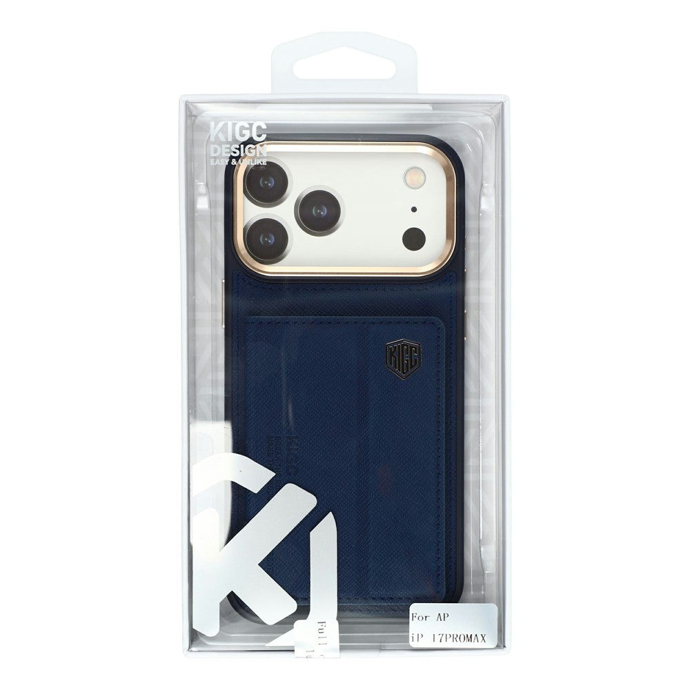 KIGC for iPhone 18 Pro / 17 Pro Case Card Holder Kickstand Fabric + PC + TPU Shockproof Phone Cover