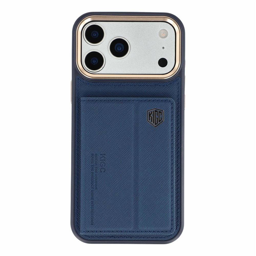 KIGC for iPhone 18 Pro / 17 Pro Case Card Holder Kickstand Fabric + PC + TPU Shockproof Phone Cover