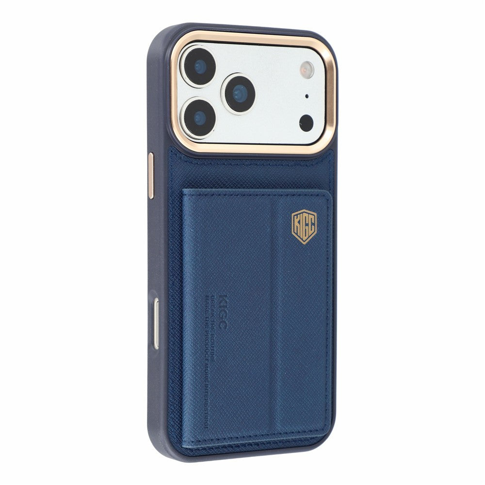 KIGC for iPhone 18 Pro / 17 Pro Case Card Holder Kickstand Fabric + PC + TPU Shockproof Phone Cover