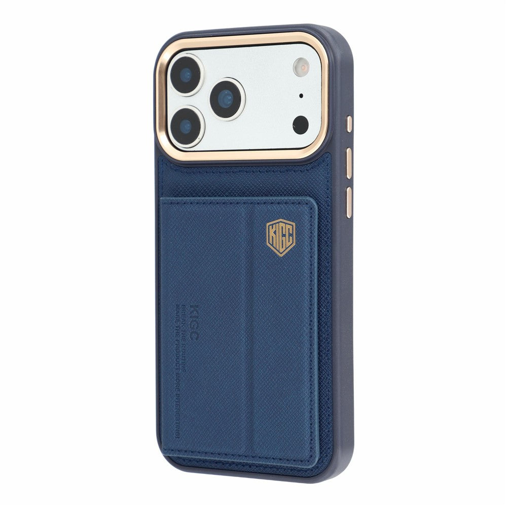 KIGC for iPhone 18 Pro / 17 Pro Case Card Holder Kickstand Fabric + PC + TPU Shockproof Phone Cover