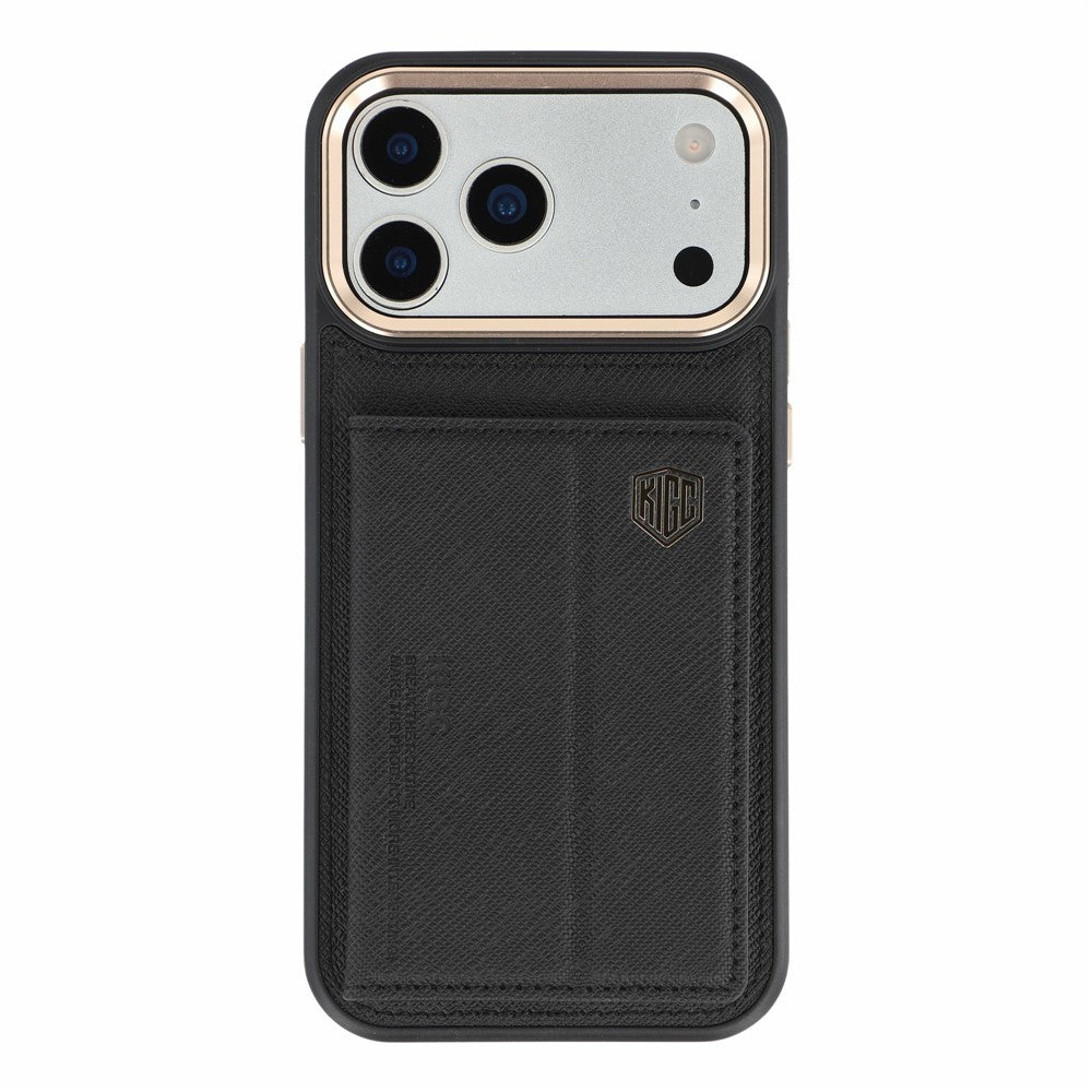KIGC for iPhone 18 Pro / 17 Pro Case Card Holder Kickstand Fabric + PC + TPU Shockproof Phone Cover