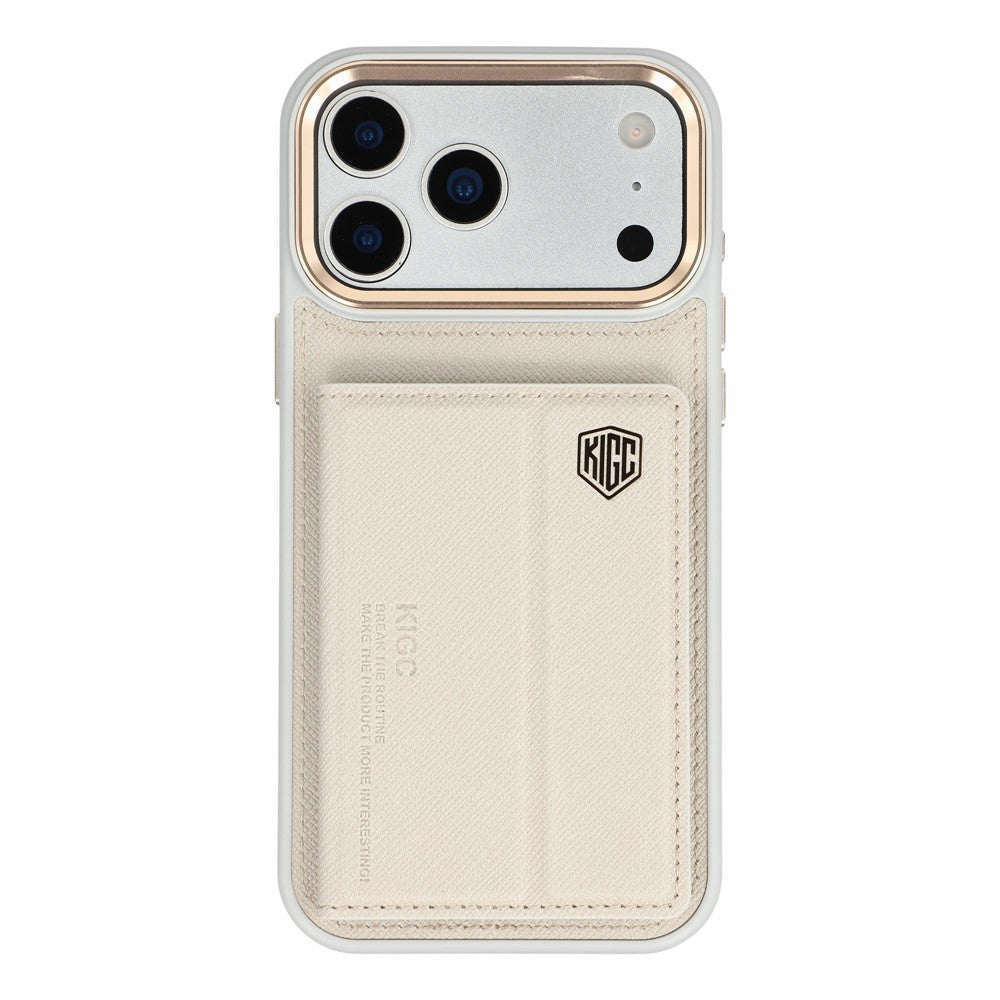 KIGC for iPhone 18 Pro / 17 Pro Case Card Holder Kickstand Fabric + PC + TPU Shockproof Phone Cover