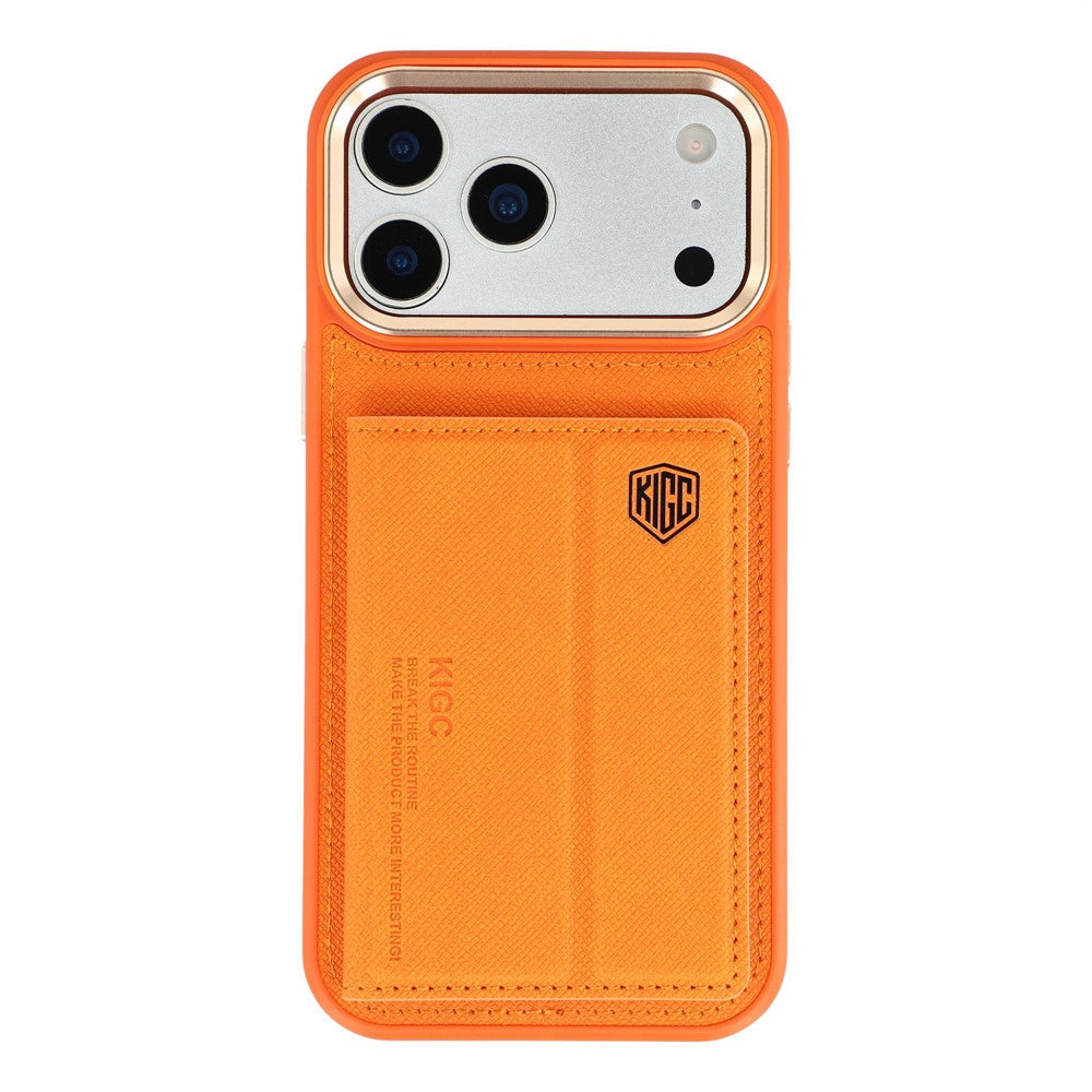 KIGC for iPhone 18 Pro / 17 Pro Case Card Holder Kickstand Fabric + PC + TPU Shockproof Phone Cover