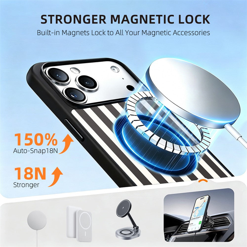 EYCASE Striped Series for iPhone 18 Pro Max / 17 Pro Max Case Compatible with MagSafe TPU + Acrylic Phone Cover