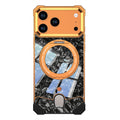For iPhone 17 Pro Max Frameless Case Marble Pattern Rotating Kickstand Metal Snap-on Phone Cover