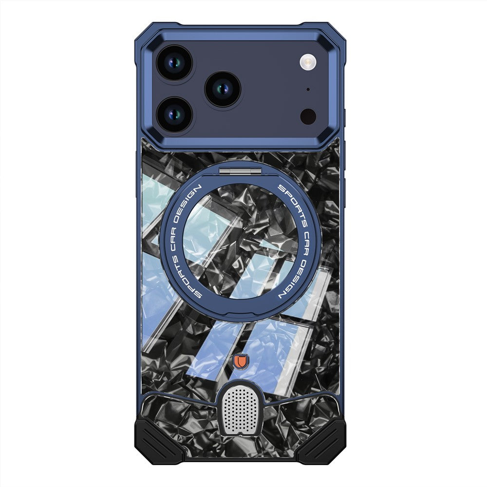 iPhone 17 Pro Max Frameless Marble Pattern Case with Kickstand