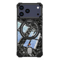 For iPhone 17 Pro Frameless Case Marble Pattern Rotating Kickstand Metal Snap-on Phone Cover
