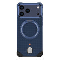For iPhone 17 Pro Frameless Metal Case Snap-on Leather Back Phone Cover with Rotating Kickstand