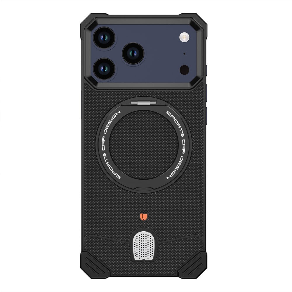 iPhone 17 Pro Frameless Metal Case with Leather Back & Kickstand