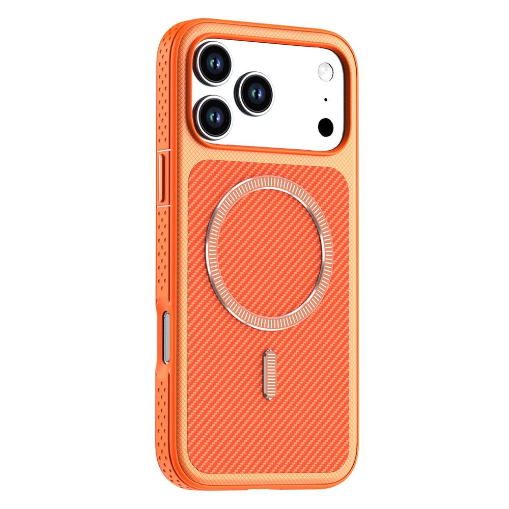For iPhone 17 Pro  /  18 Pro Magnetic Case Carbon Fiber Texture PC + TPU Phone Cover with Independent Button