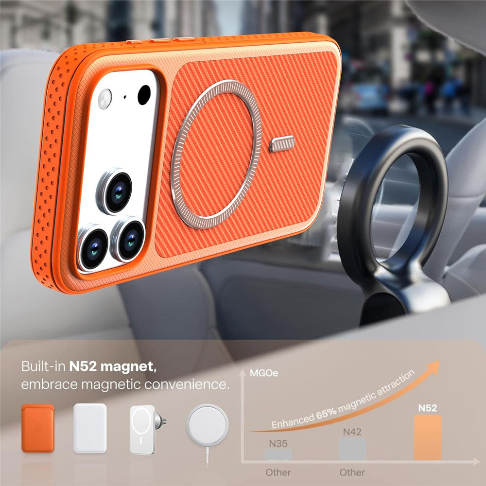 For iPhone 17 Pro  /  18 Pro Magnetic Case Carbon Fiber Texture PC + TPU Phone Cover with Independent Button