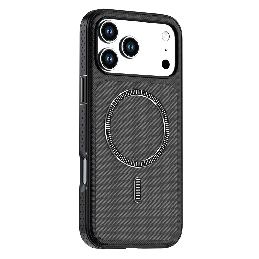 For iPhone 17 Pro  /  18 Pro Magnetic Case Carbon Fiber Texture PC + TPU Phone Cover with Independent Button