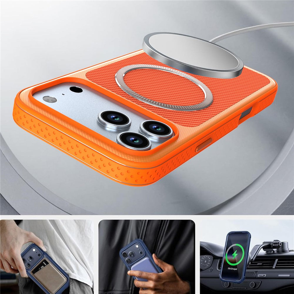For iPhone 17 Pro Max  /  18 Pro Max Magnetic Case Carbon Fiber Texture PC + TPU Phone Cover with Independent Button