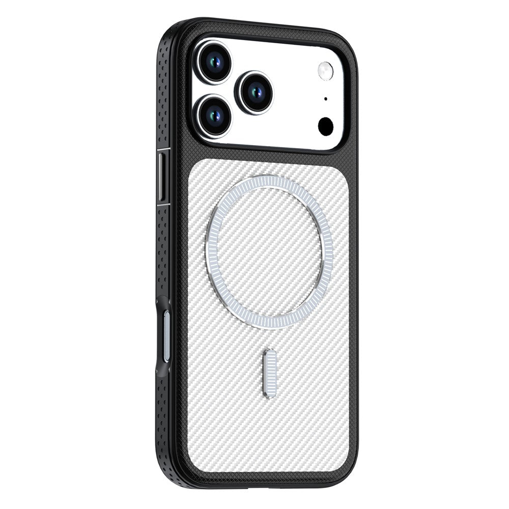 For iPhone 17 Pro Max  /  18 Pro Max Magnetic Case Carbon Fiber Texture PC + TPU Phone Cover with Independent Button