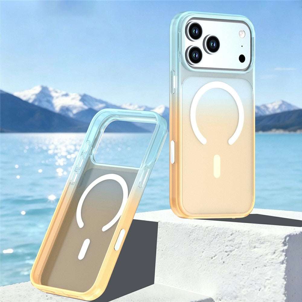 For iPhone 18 Pro / 17 Pro Magnetic Case Gradient Translucent PC + TPU Shockproof Phone Cover