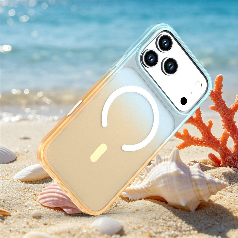 For iPhone 18 Pro Max / 17 Pro Max Magnetic Case Gradient Translucent PC + TPU Shockproof Phone Cover
