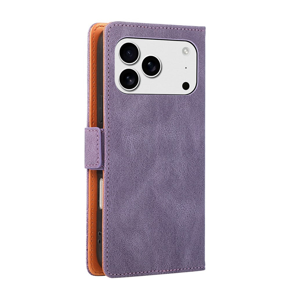 For iPhone 17 Pro  /  18 Pro Case U-Shape Decoration Magnetic Side Clasp Wallet Leather Phone Cover with Wrist Strap