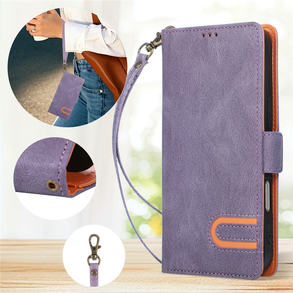 For iPhone 17 Pro Max  /  18 Pro Max Case U-Shape Decoration Magnetic Side Clasp Wallet Leather Phone Cover with Wrist Strap