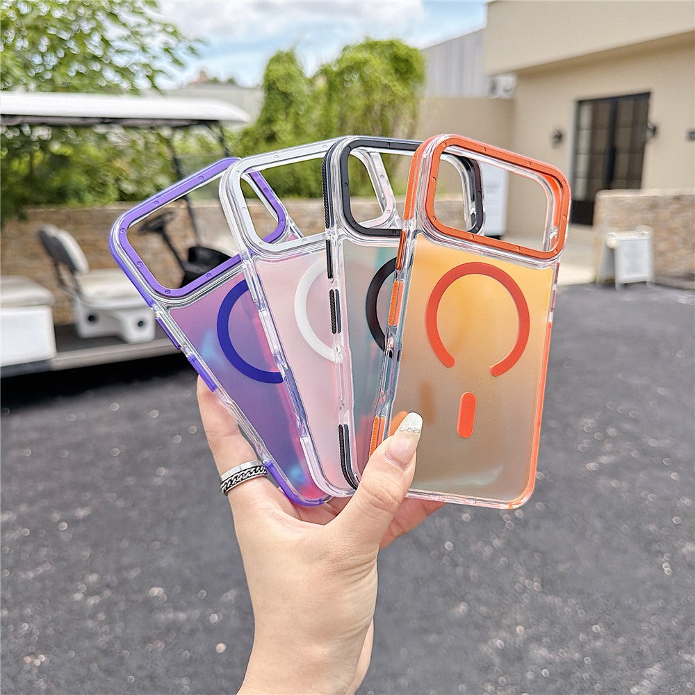 For iPhone 18 Pro Max / 17 Pro Max Magnetic Case Cute Fluorescent Design TPU Acrylic Phone Back Cover