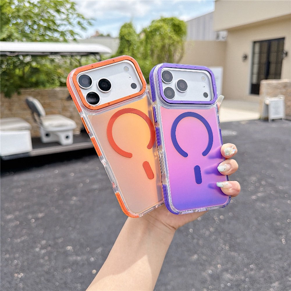For iPhone 18 Pro / 17 Pro Magnetic Case Cute Fluorescent Design TPU Acrylic Phone Back Cover
