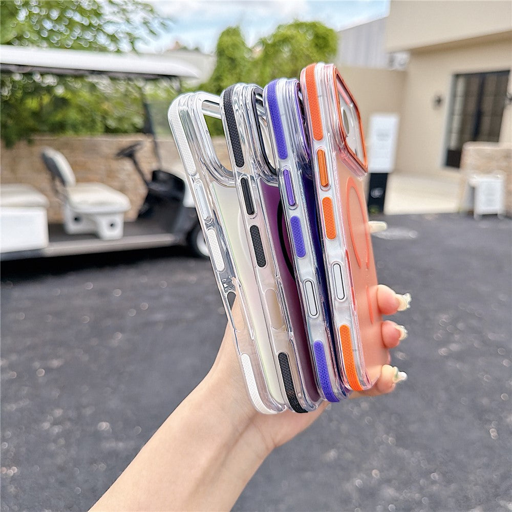 For iPhone 18 Pro / 17 Pro Magnetic Case Cute Fluorescent Design TPU Acrylic Phone Back Cover