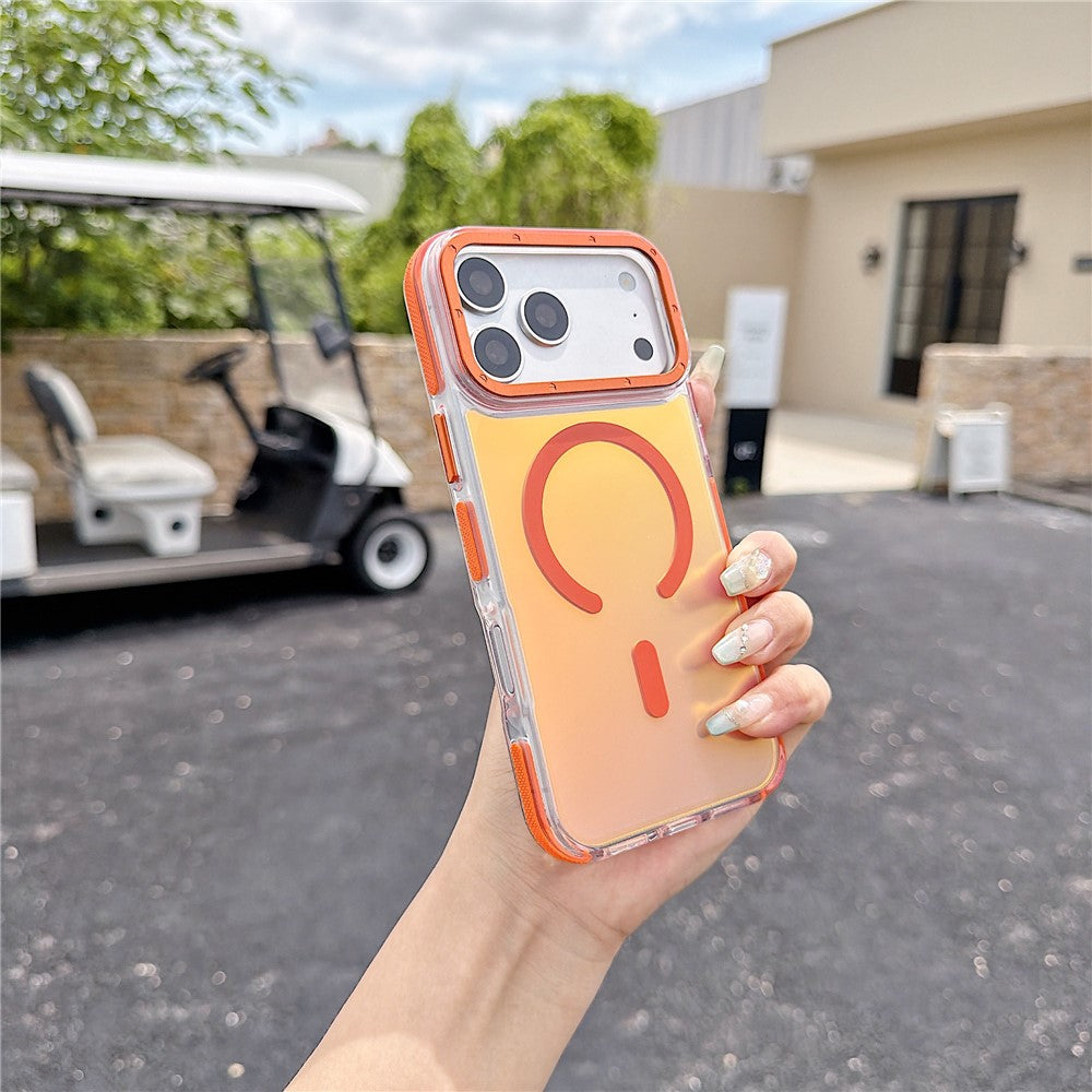 For iPhone 18 Pro / 17 Pro Magnetic Case Cute Fluorescent Design TPU Acrylic Phone Back Cover