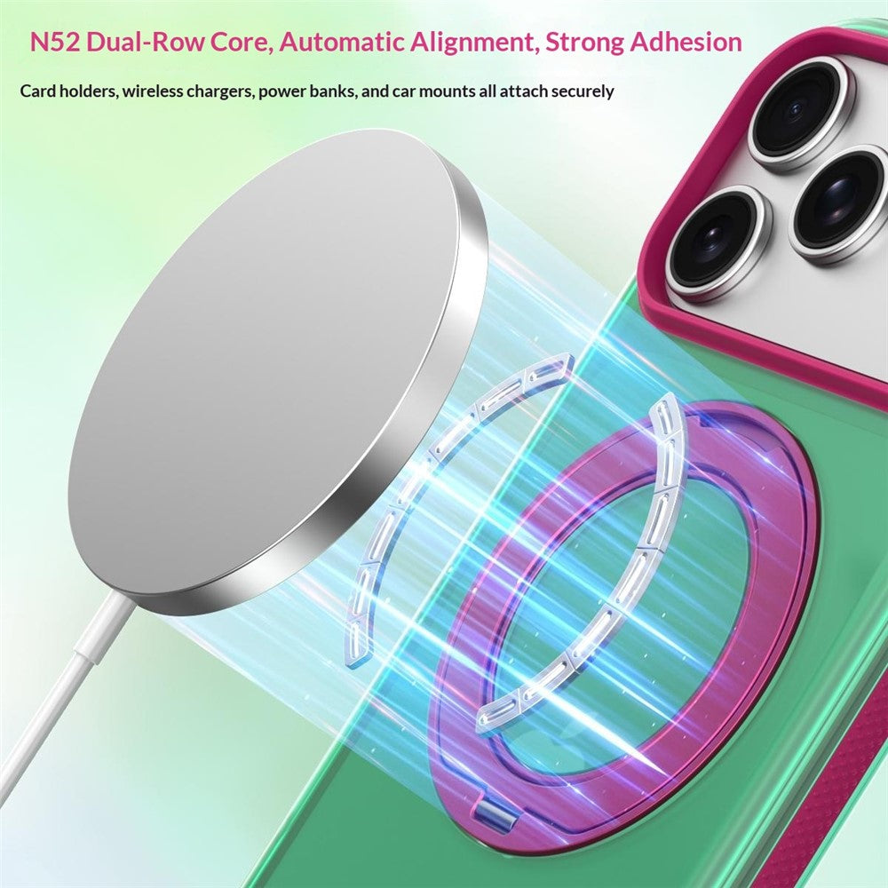 For iPhone 18 Pro / 17 Pro Case with Rotating Magnetic Kickstand Matte PC+TPU+TPE Shockproof Phone Cover