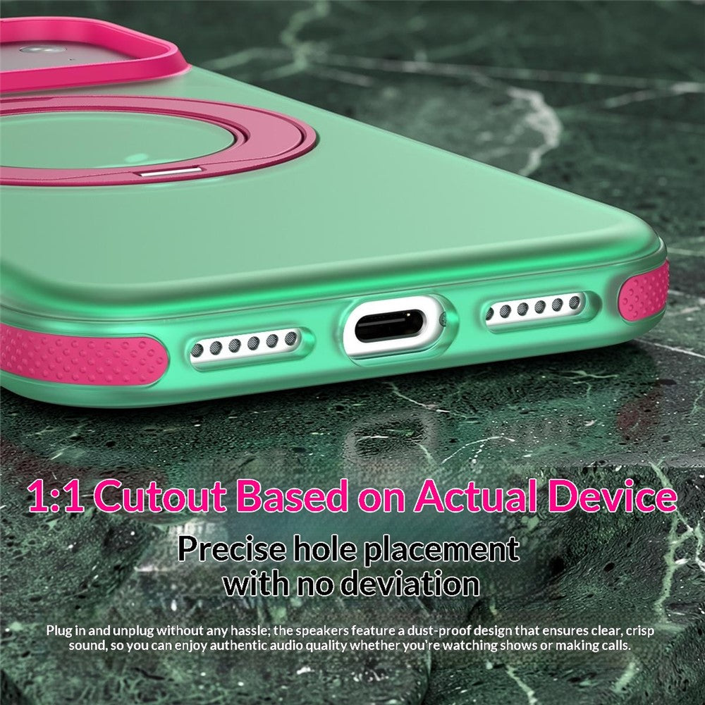 For iPhone 18 Pro / 17 Pro Case with Rotating Magnetic Kickstand Matte PC+TPU+TPE Shockproof Phone Cover