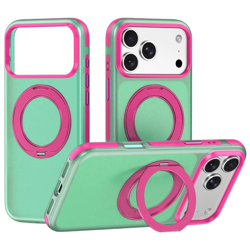 For iPhone 18 Pro Max / 17 Pro Max Case with Rotating Magnetic Kickstand Matte PC+TPU+TPE Shockproof Phone Cover