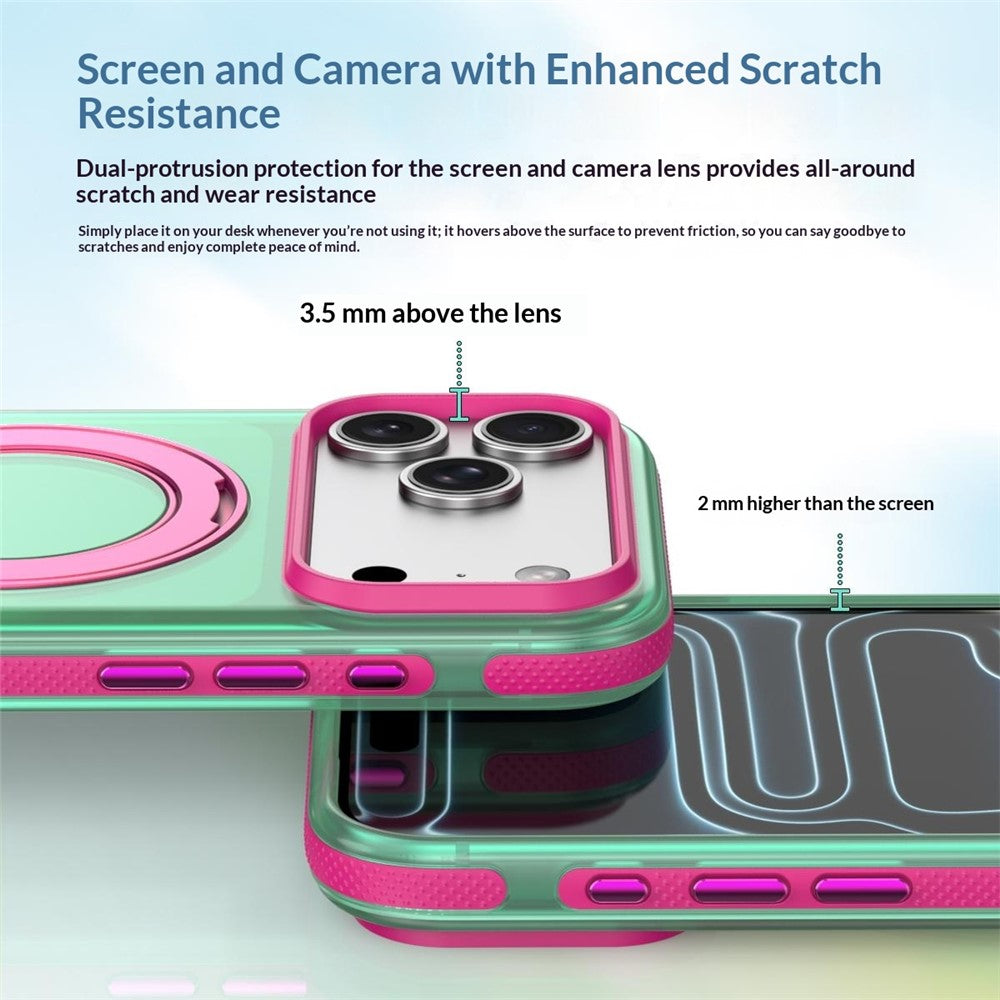 For iPhone 18 Pro Max / 17 Pro Max Case with Rotating Magnetic Kickstand Matte PC+TPU+TPE Shockproof Phone Cover