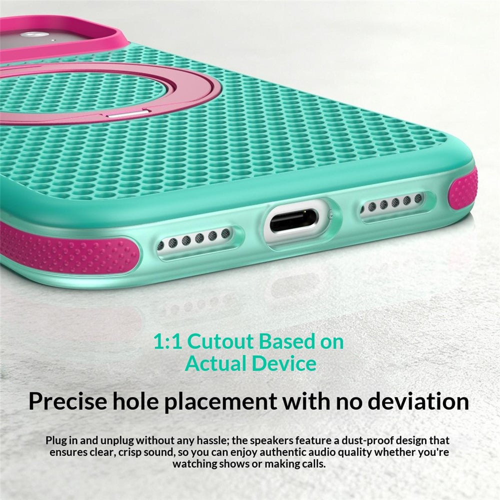 For iPhone 18 Pro Max / 17 Pro Max Case Magnetic Kickstand PC+TPU+TPE Honeycomb Cooling Phone Cover