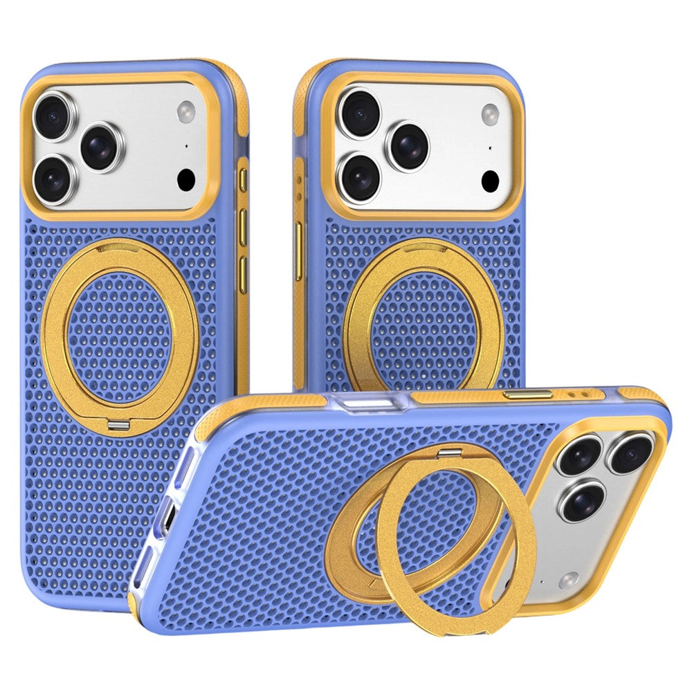 For iPhone 18 Pro Max / 17 Pro Max Case Magnetic Kickstand PC+TPU+TPE Honeycomb Cooling Phone Cover