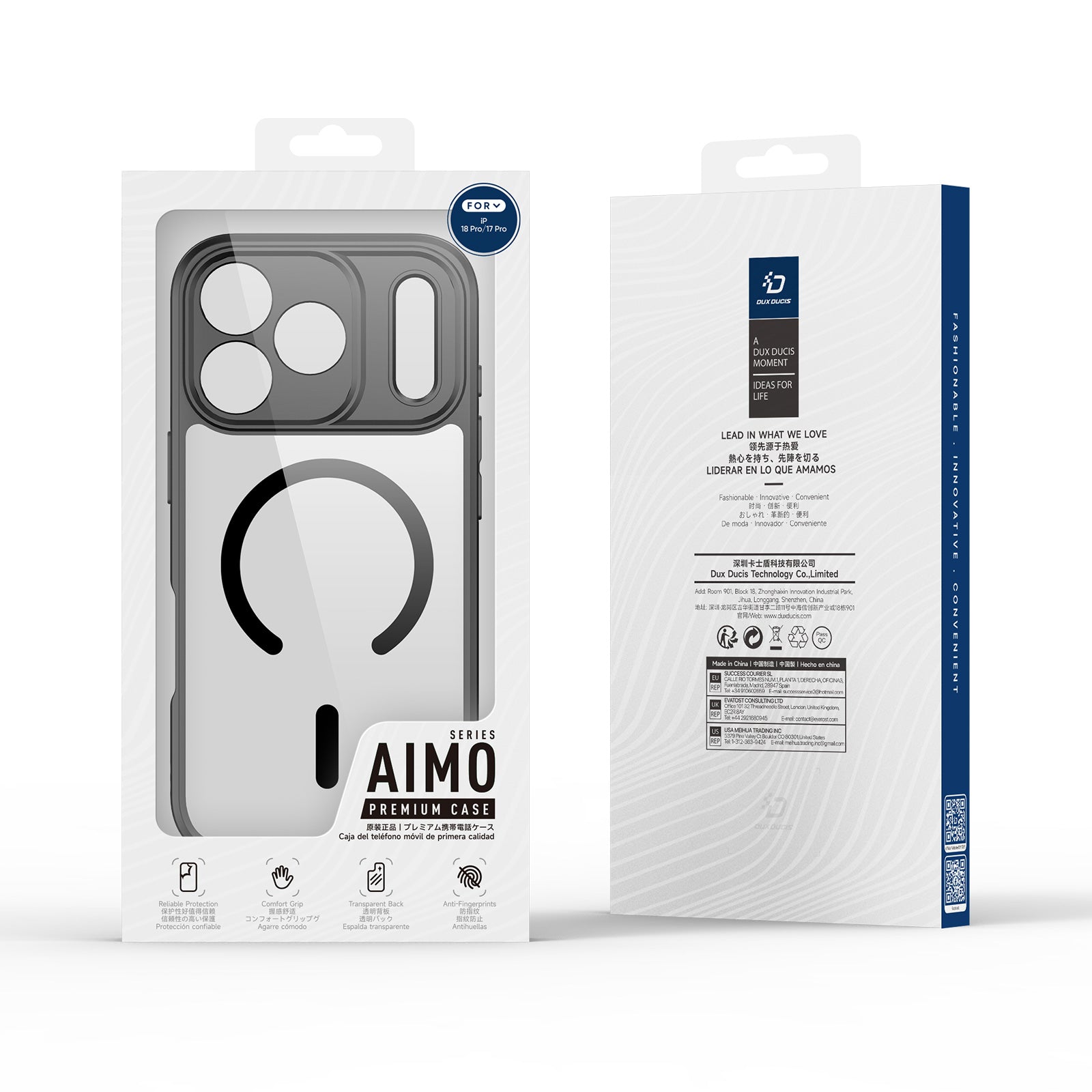 DUX DUCIS for iPhone 17 Pro / iPhone 18 Pro Aimo Series Magnetic Case PC + TPU Clear Back Phone Cover (REACH Certification)