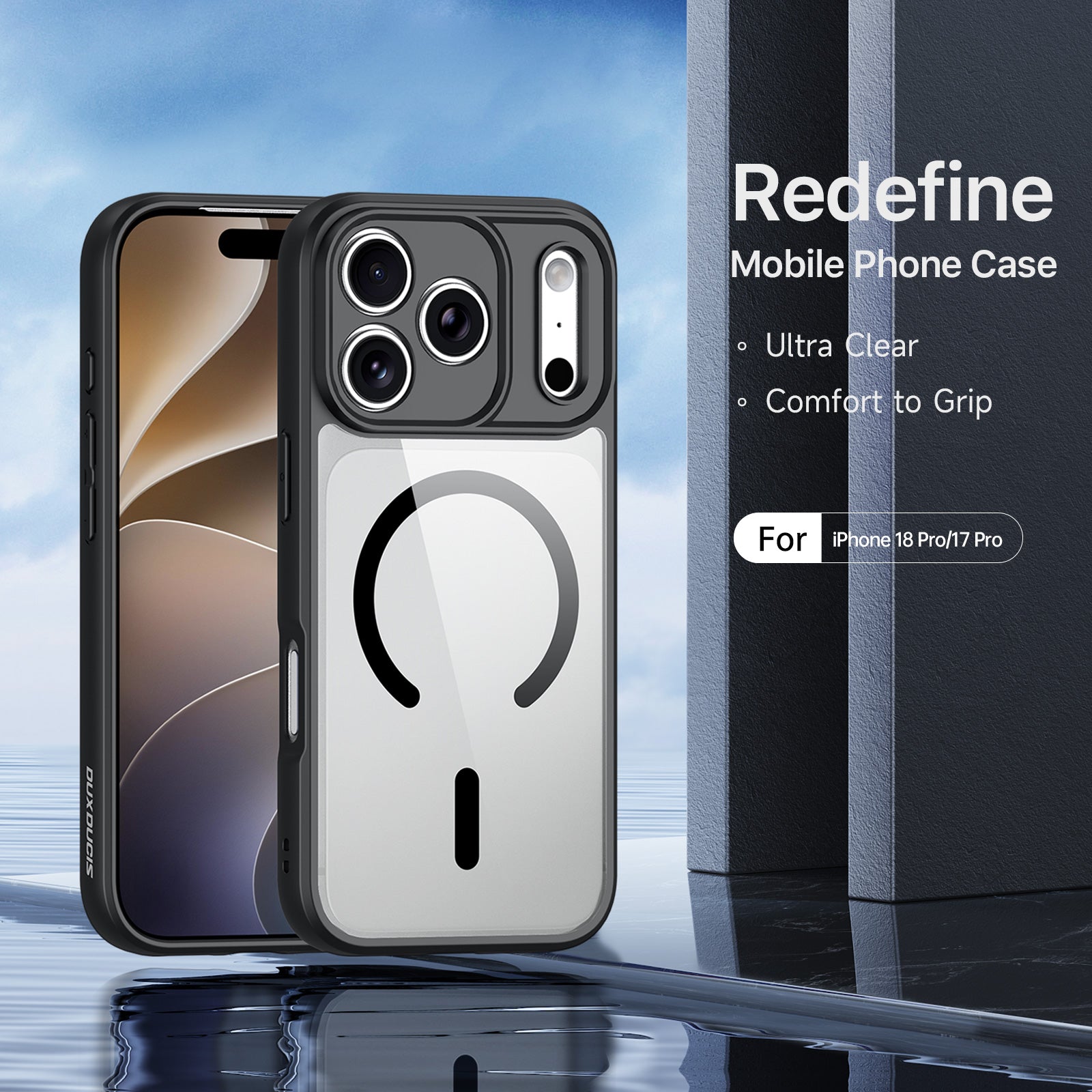 DUX DUCIS for iPhone 17 Pro / iPhone 18 Pro Aimo Series Magnetic Case PC + TPU Clear Back Phone Cover (REACH Certification)