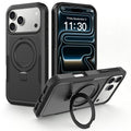 For iPhone 17 Pro Case Magnetic Rotatable Kickstand PC + TPU Phone Protective Cover